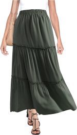 BOMAROLAN Women's Boho Maxi Skirts Summer A Line Long Skirts Ruffle Swing Beach Skirts for Women - Image 2